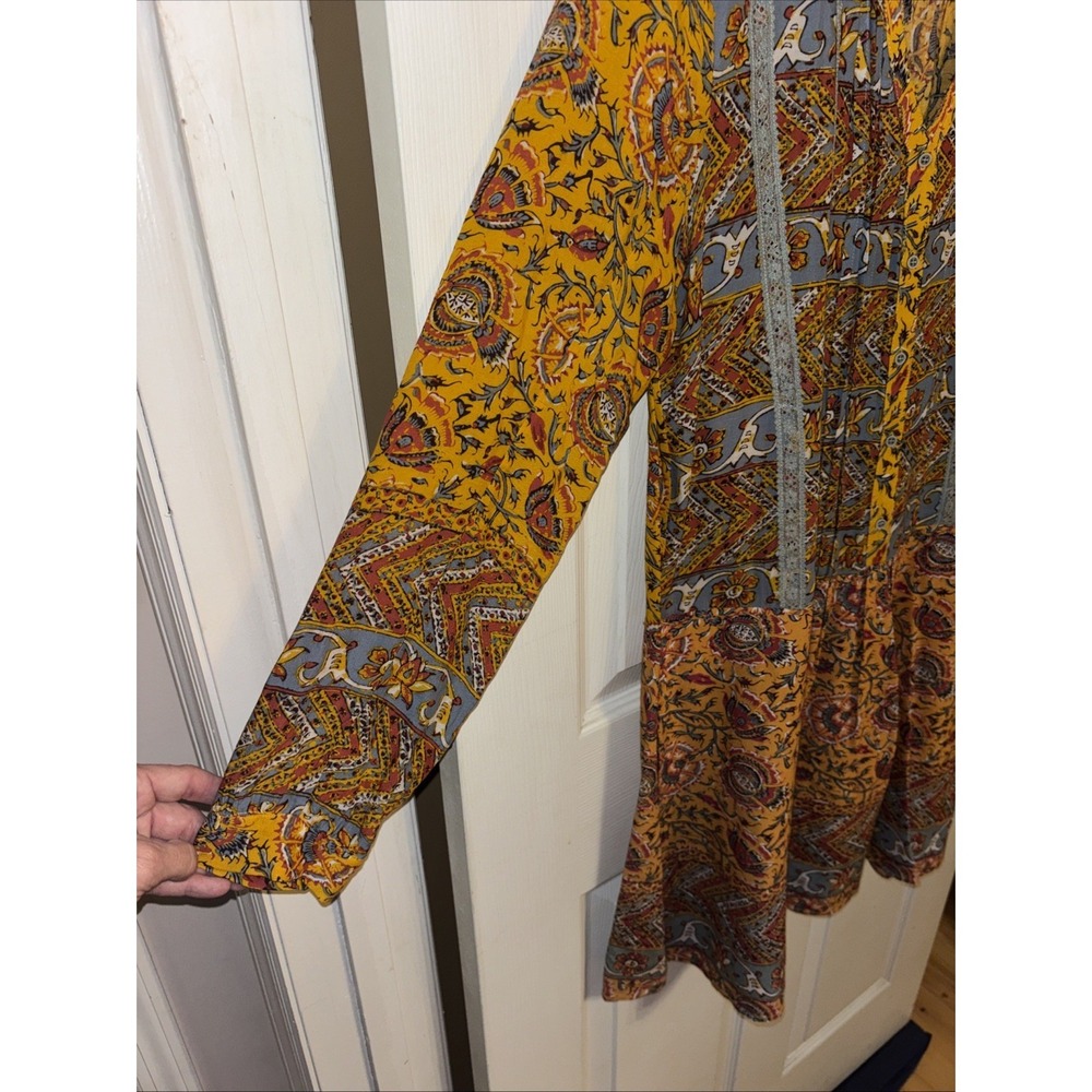 Tiny Anthropologie Ismelda Sz L Tunic Dress Yellow Floral $148 Pockets Lace - Picture 8 of 16